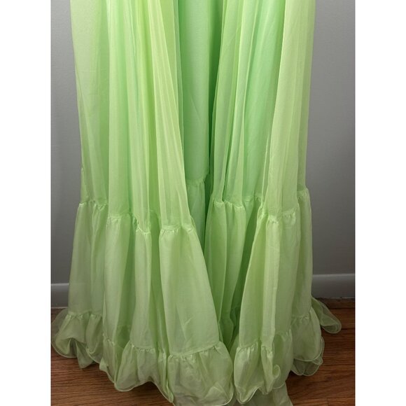 MAC DUGGAL Gown Dress 67911 Mint Green Ruffle Tiered Chiffon Cutout Size 0 - Picture 5 of 7